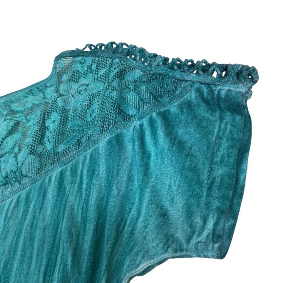 Sinful By Affliction Womens S Lace Tee Distressed Studded Wing Graphic Turquoise - Picture 11 of 16